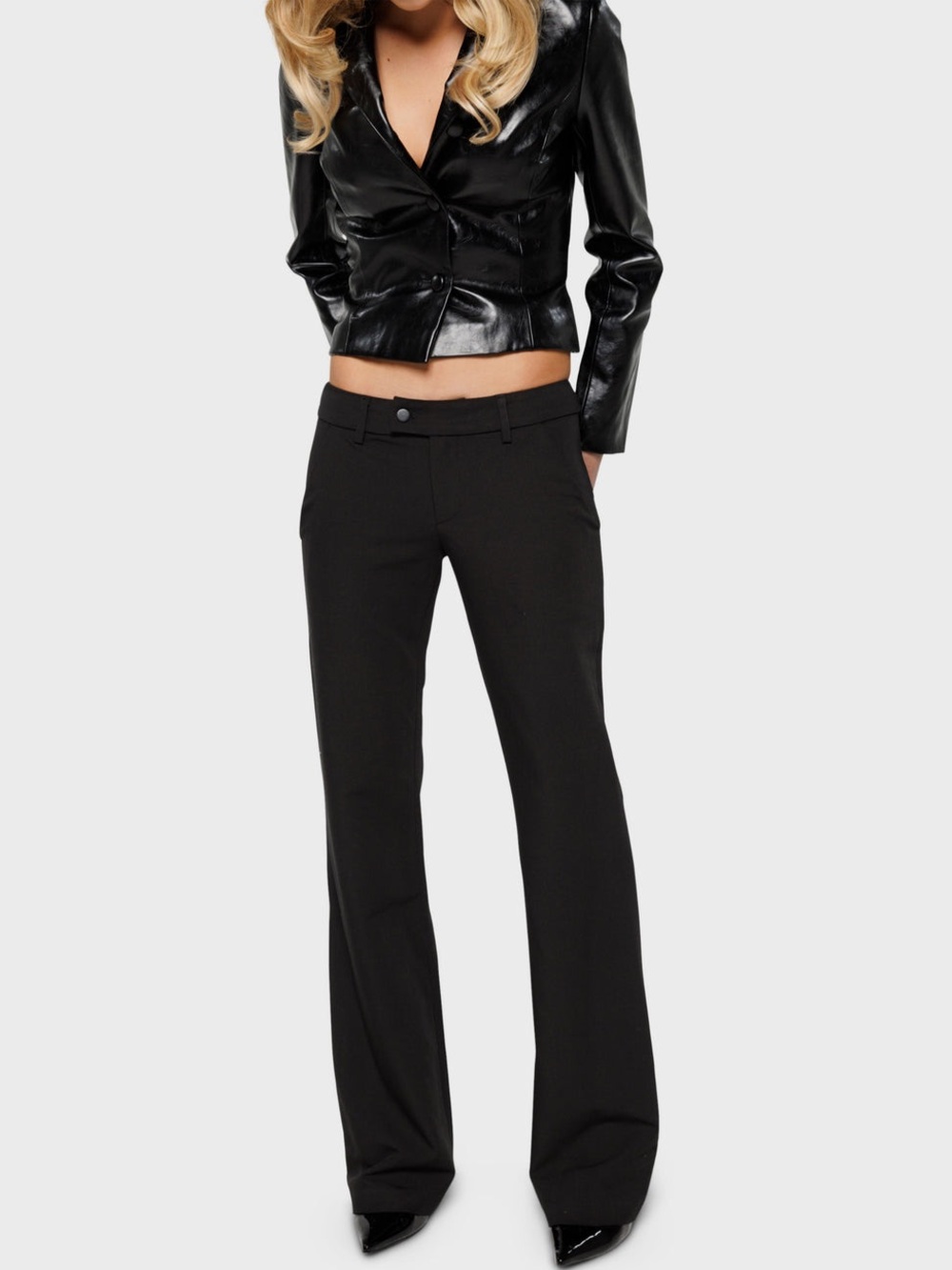 STEELE Billie Pant Size XS Black Low Rise Classic Boot-Cut Y2K Corporate Baddie